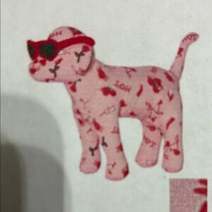PINK Victoria's Secret Pink Patterned Dog Plush with Red Sunglasses